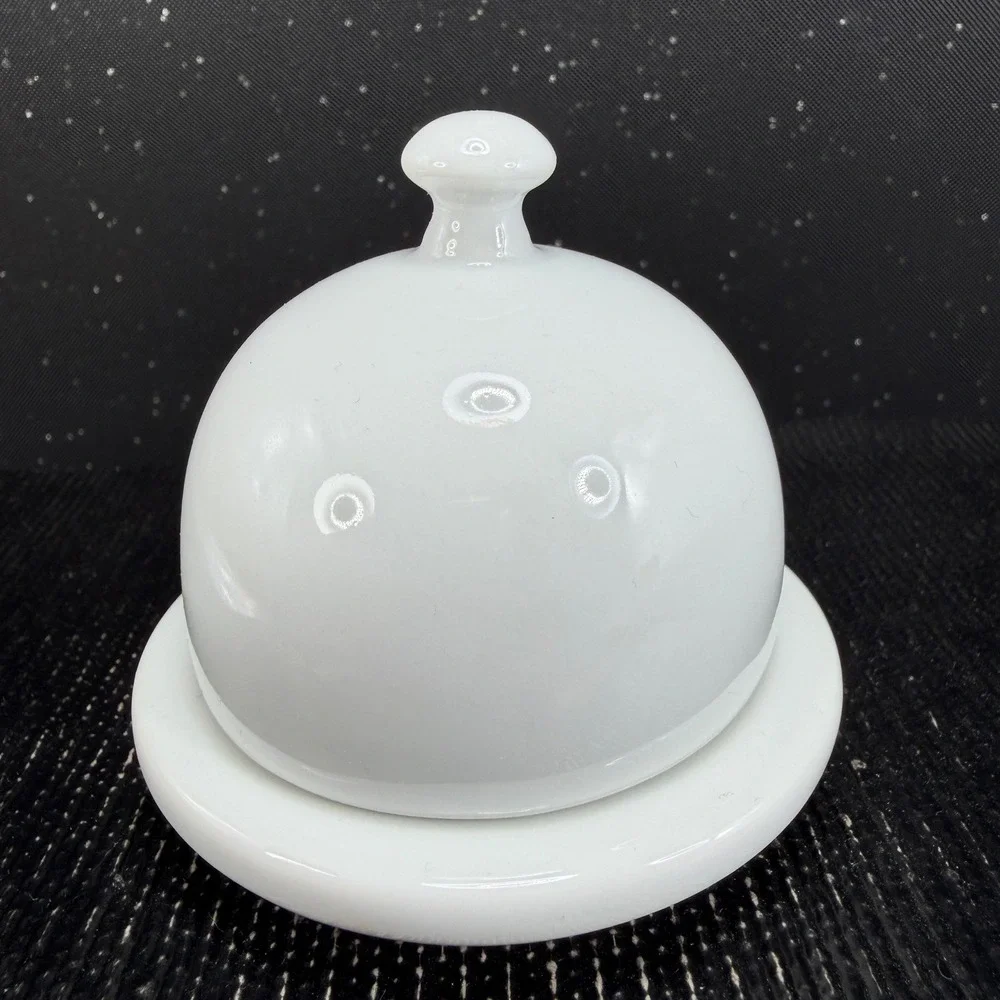 Pier 1 White Ceramic Mini Cloche Caviar Butter Dish Individual Serving Domed Lid